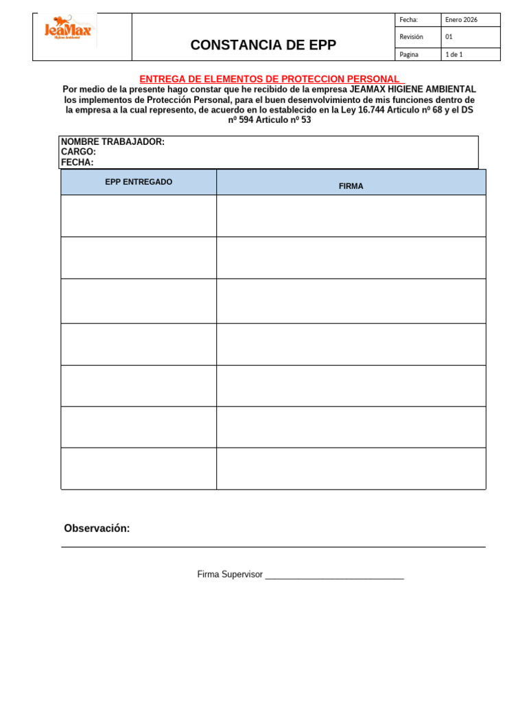 9-Formato Epp 1 | PDF