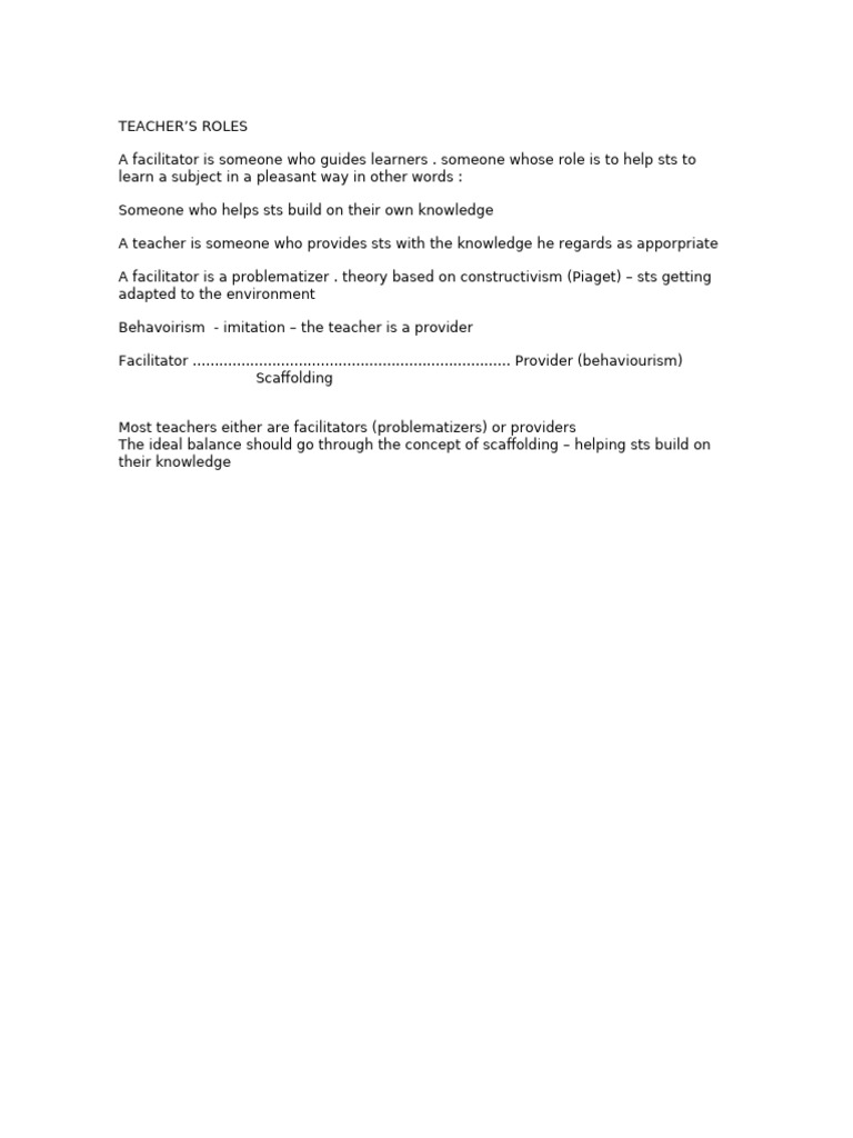 Teacher's Roles | PDF