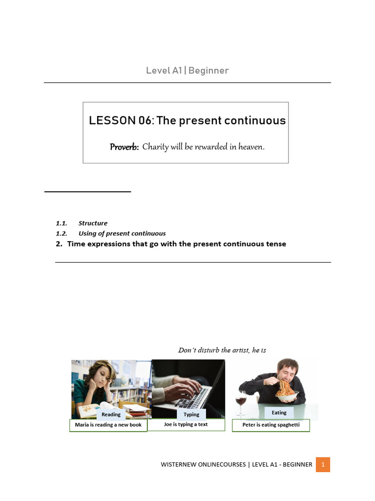 Course 07 - PRESENT CONTINUOUS | PDF | Verb | Grammatical Tense
