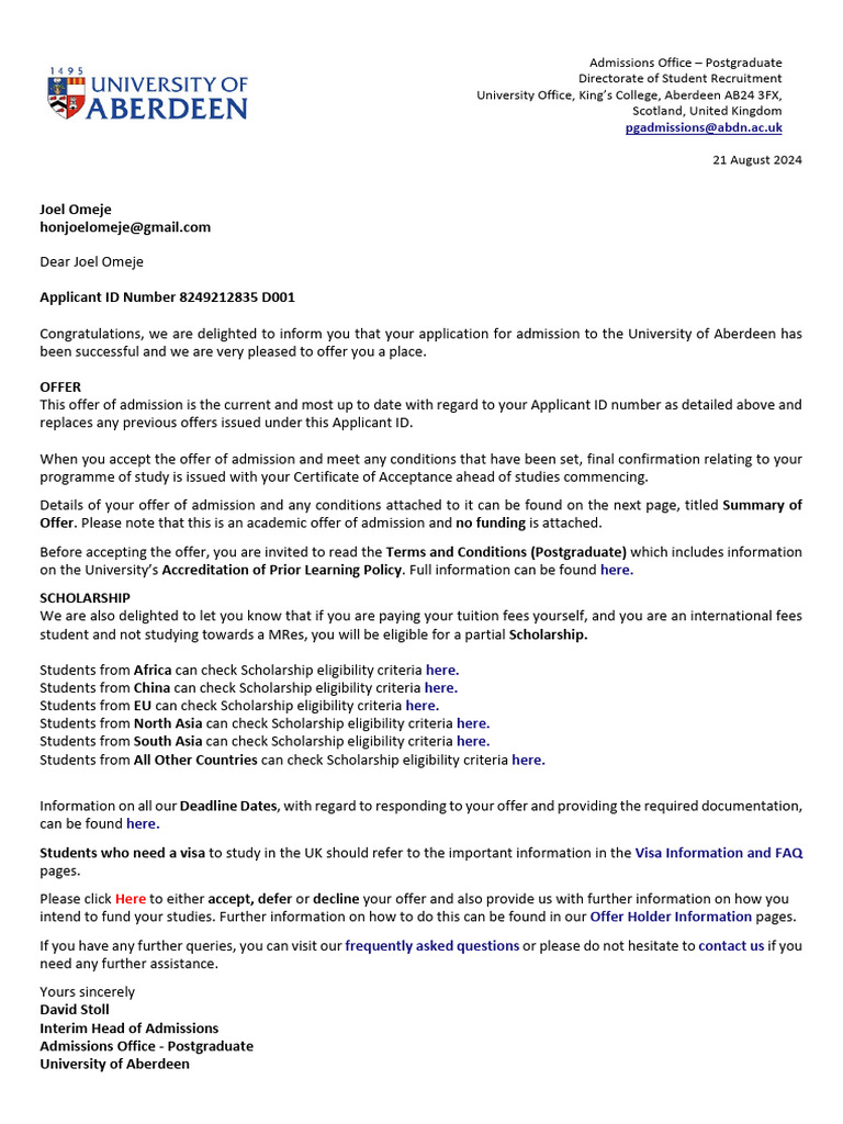 Offer Run 21.08 - L1 Sep 25 | PDF | Postgraduate Education | Scholarship