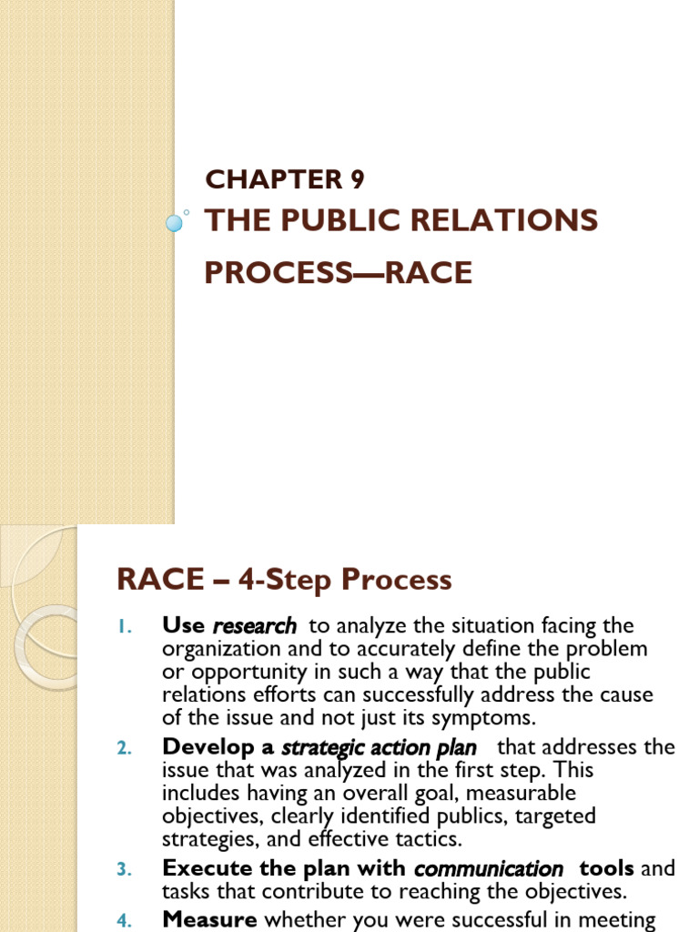 Chapter 9-The Public Relations Process-RACE | PDF