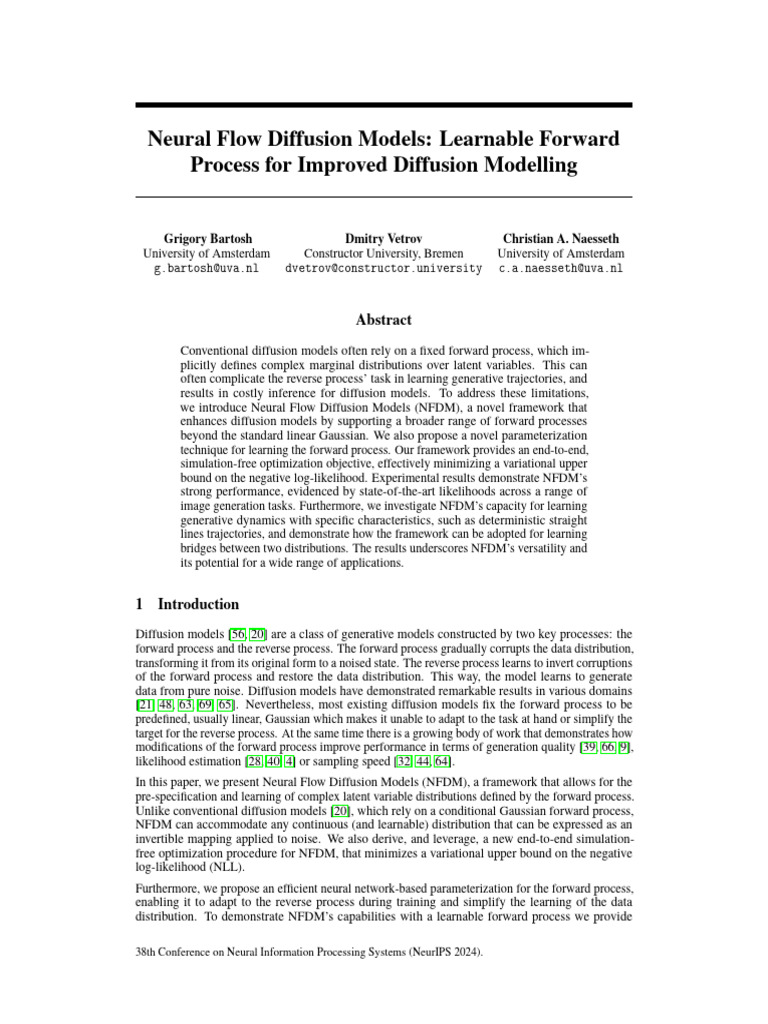 NeurIPS 2024 Neural Flow Diffusion Models Learnable Forward Process For ...