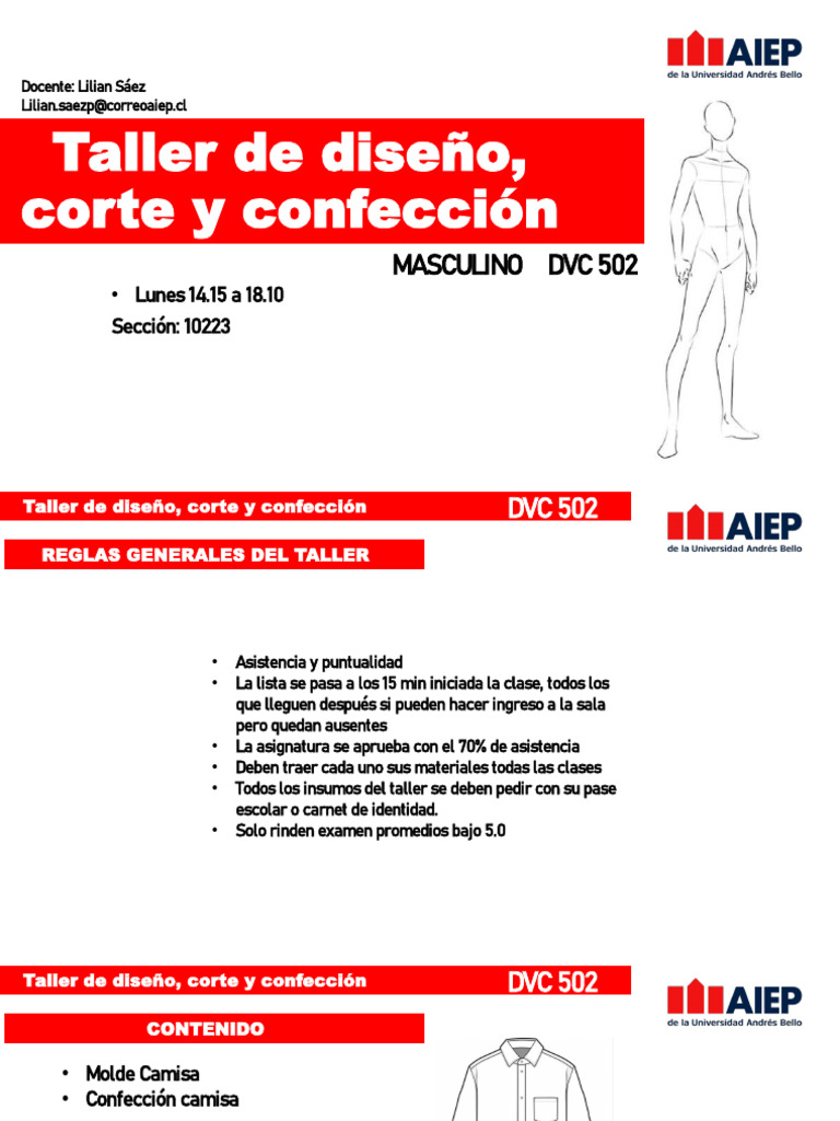Taller de Diseño, Corte y Confección Masculino 2026 | PDF | Camisa | Ropa