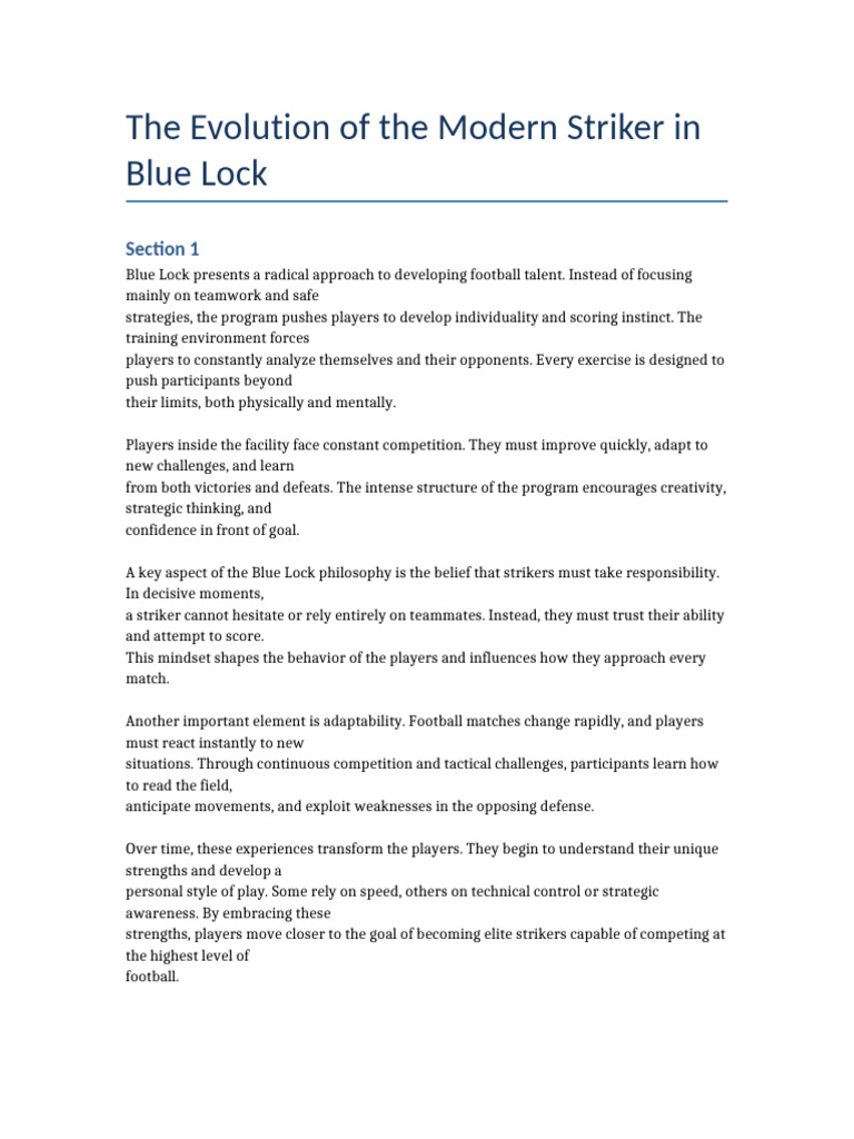 Evolution of Strikers Blue Lock | PDF | Psychological Resilience ...
