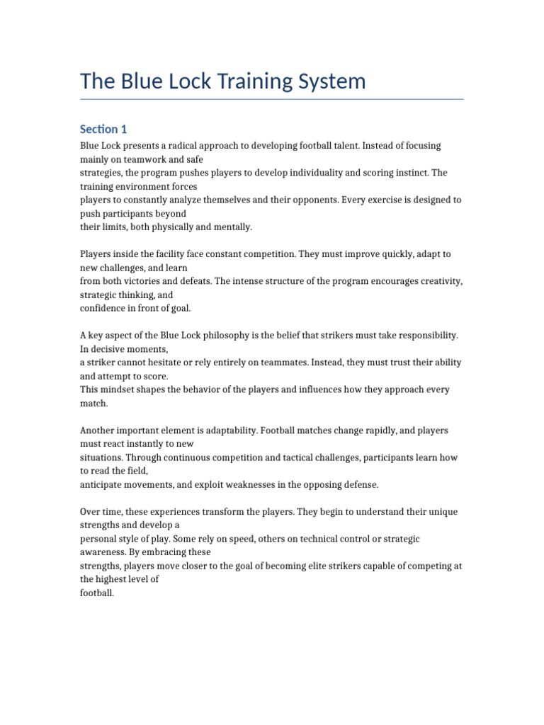 Blue Lock Training System | PDF | Psychological Resilience | Physical ...