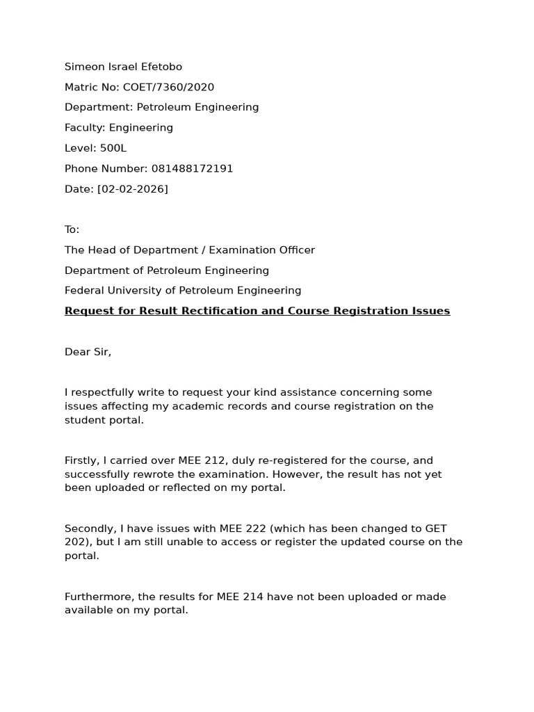 Letter of Result.1 | PDF