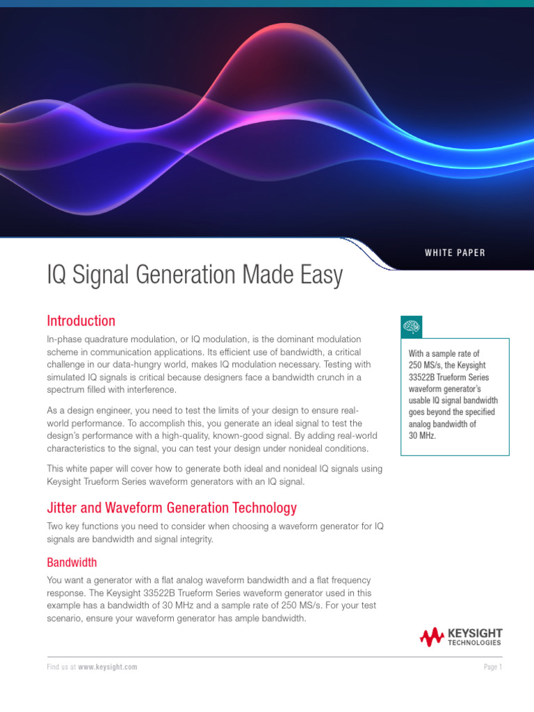 Keysight Iq Signal Generation Made Easy | PDF | Bandwidth (Signal ...