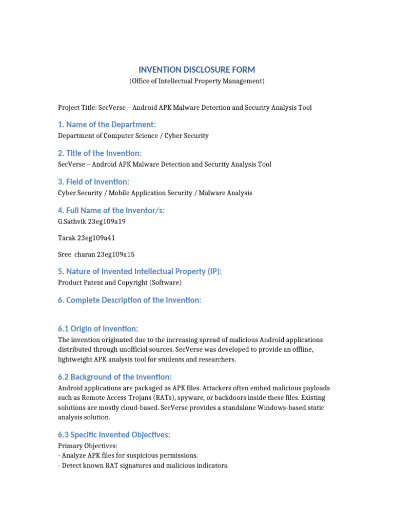 SecVerse Invention Disclosure Form | PDF | Malware | Security