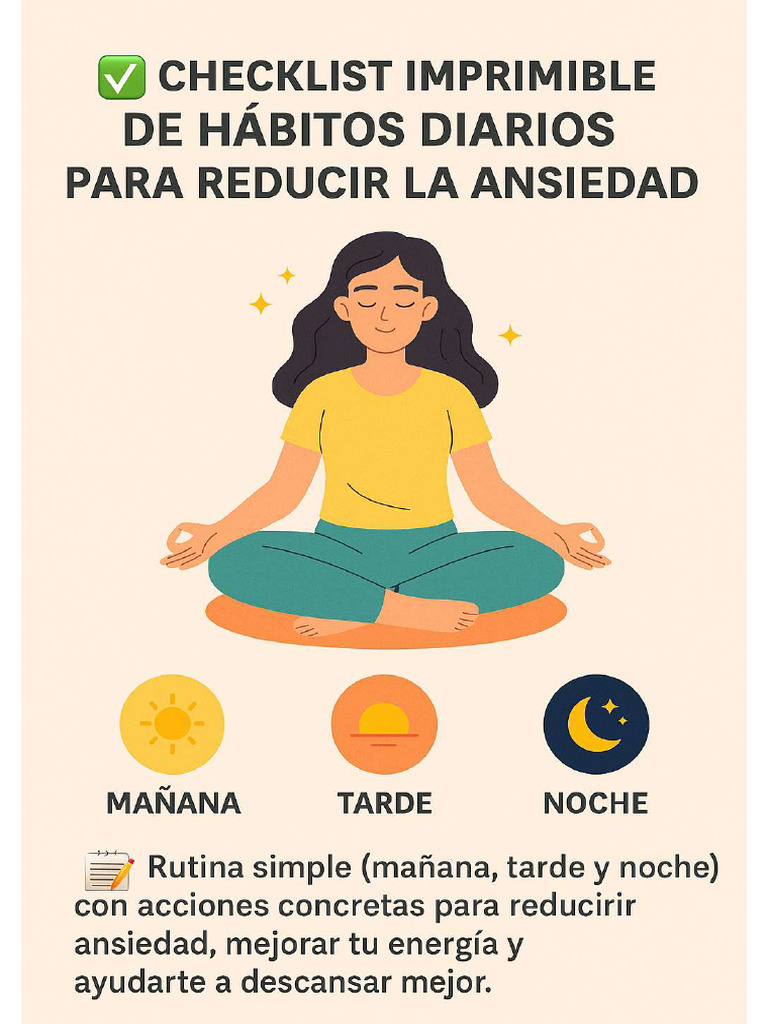 Checklist Imprimible de Hábitos Diarios para Reducir La Ansiedad | PDF ...