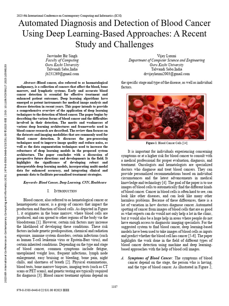 Automated Diagnosis and Detection of Blood Cancer Using Deep Learning ...