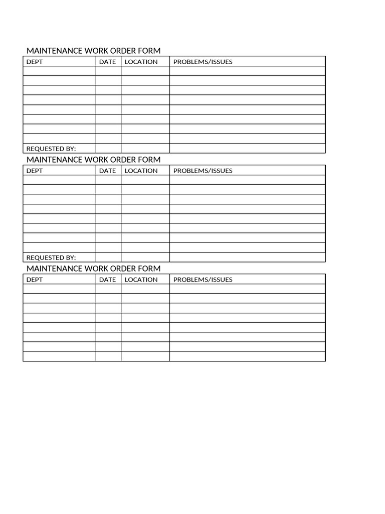 Maintenance Work Order For1 | PDF