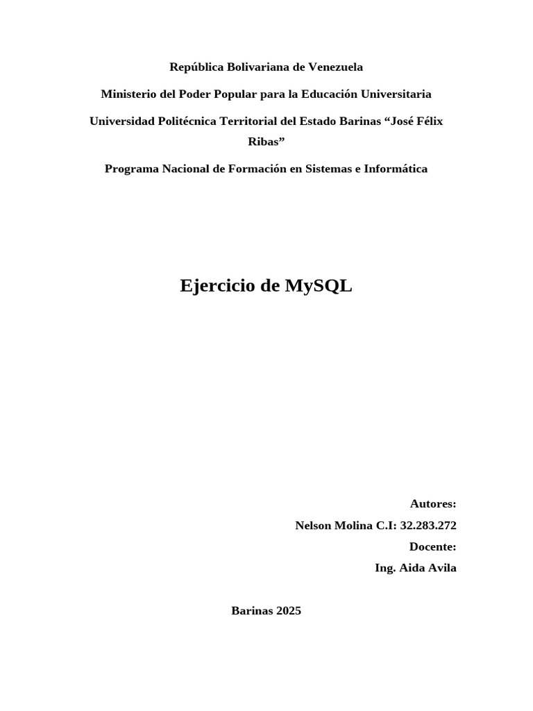 Ejercicios Mysql | PDF | Bases de datos | Mi sql