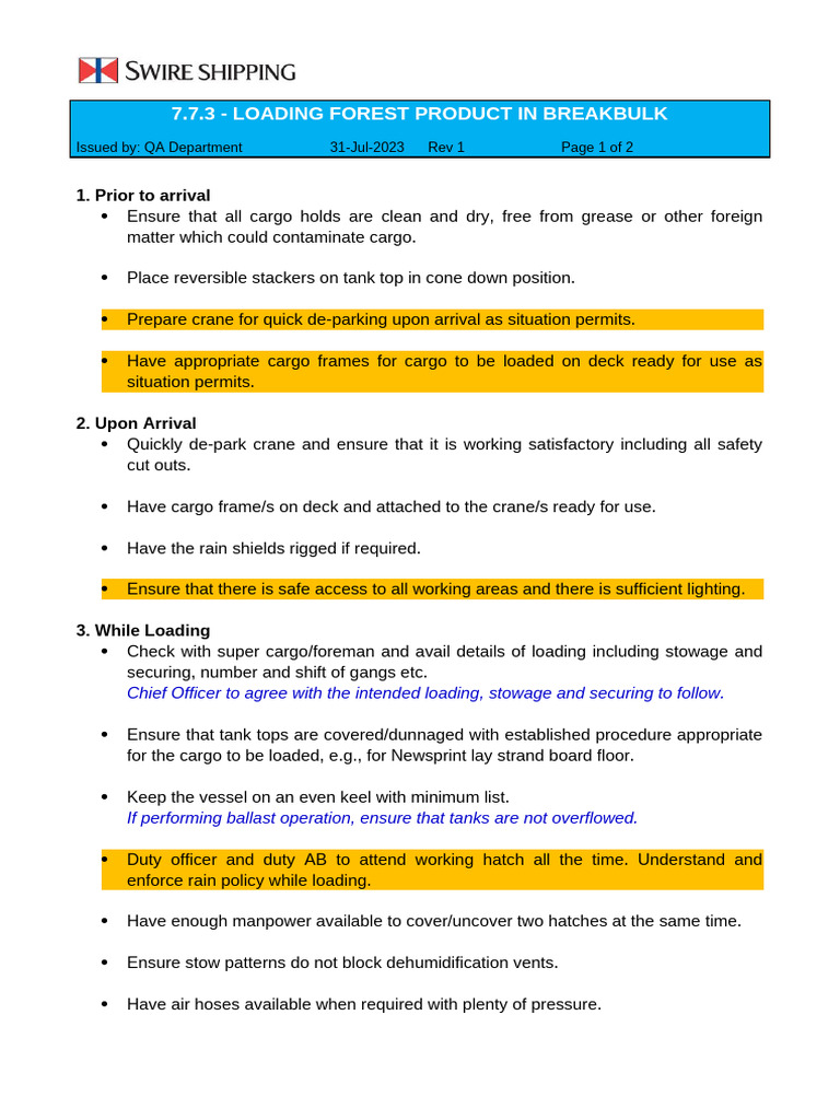 7.7.3 - Loading Forest Product in Breakbulk | PDF | Shipping | Water ...
