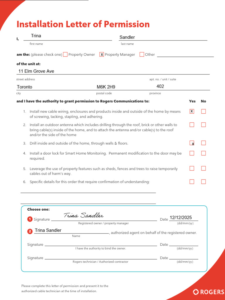 Installation Letter of Permission en | PDF