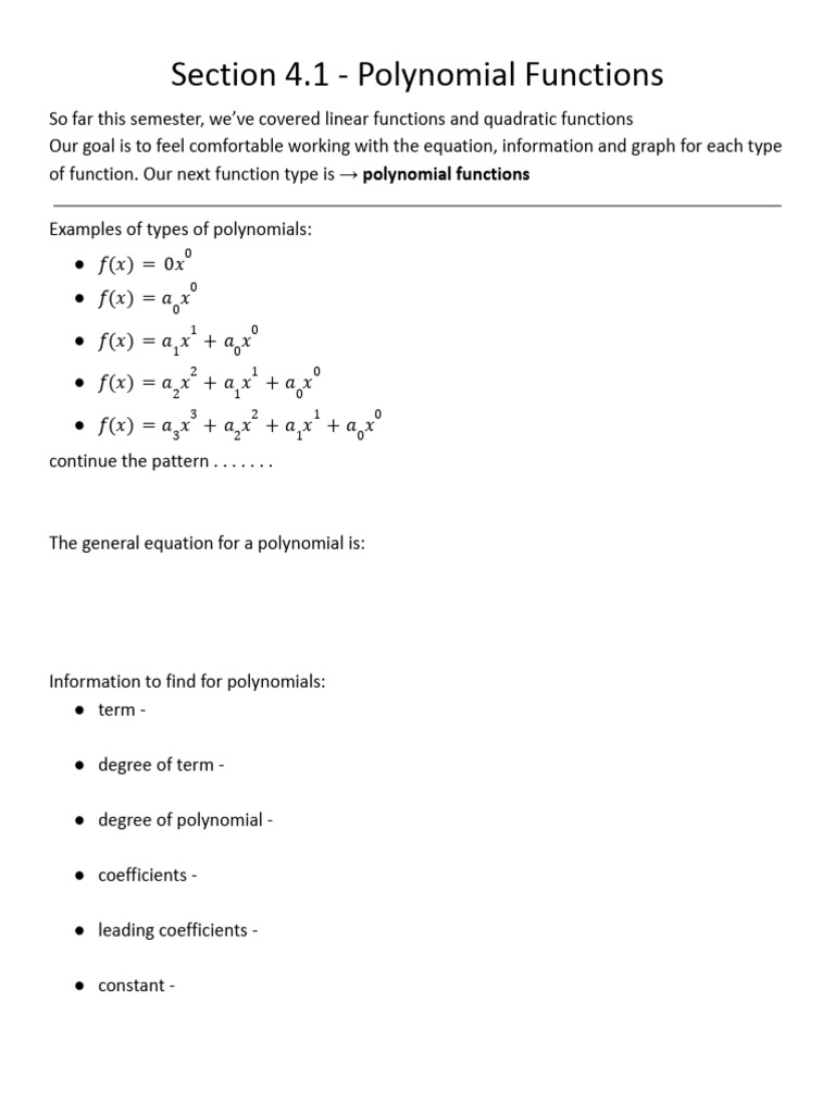 141 4.1 Lecture Notes | PDF | Polynomial | Zero Of A Function
