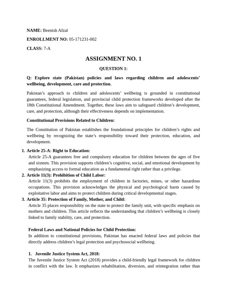 Child Psychology Assignment | PDF | Child Protection | Well Being