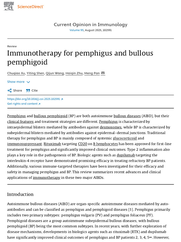 Immunotherapy For Pemphigus and Bullous Pemphigoid - ScienceDire | PDF ...