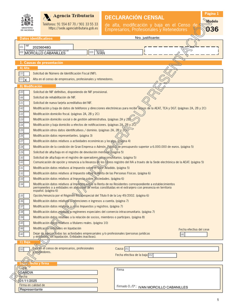 Modelo 036 | PDF | Impuestos | Business