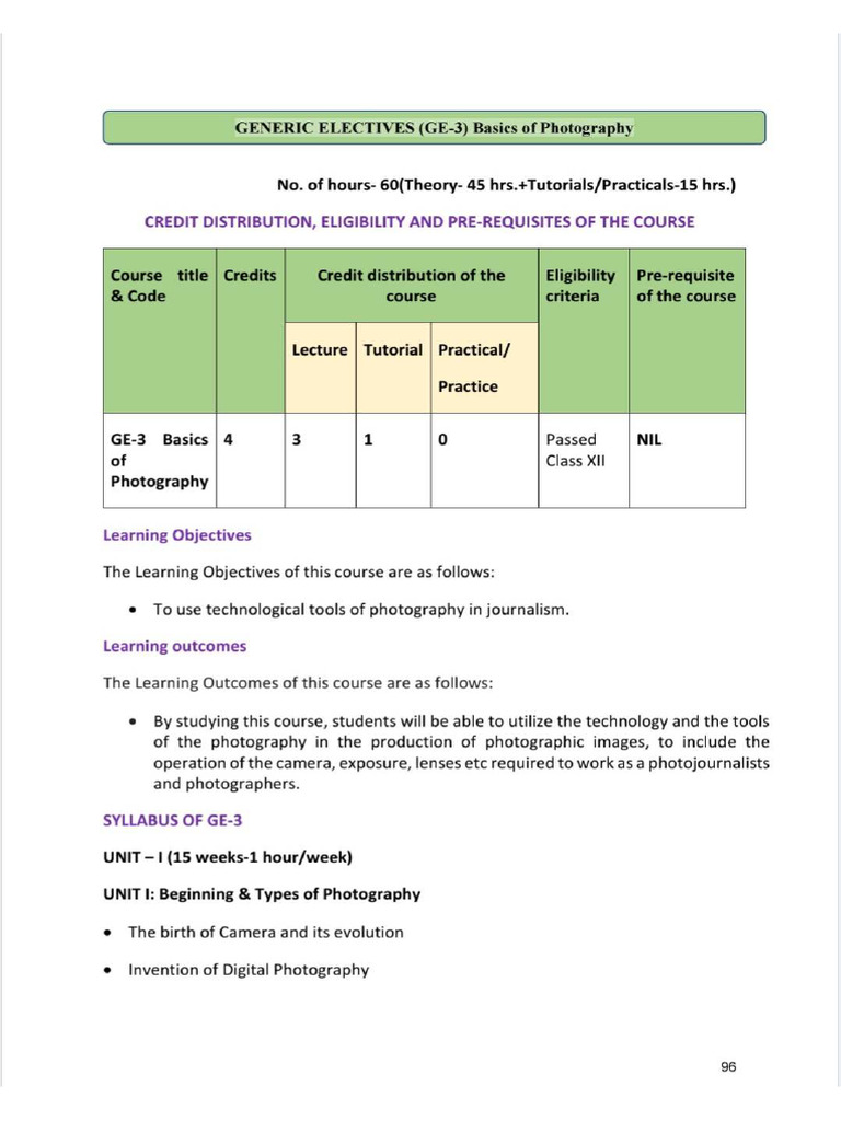 GE - 3rd Sem - Syllabus | PDF