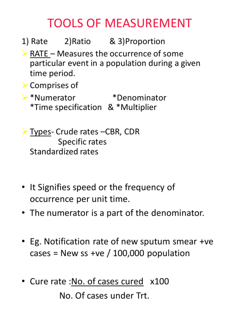 Epidemiologic Tools of Measurement | PDF | Ratio | Health Care