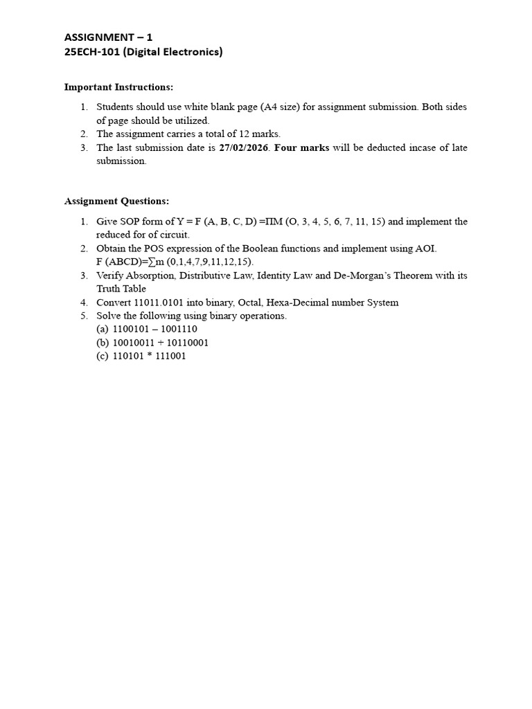 25ECH-101 Assignment 1 | PDF