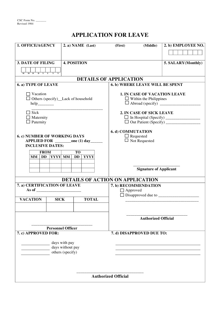 Leave Application Form Template | PDF