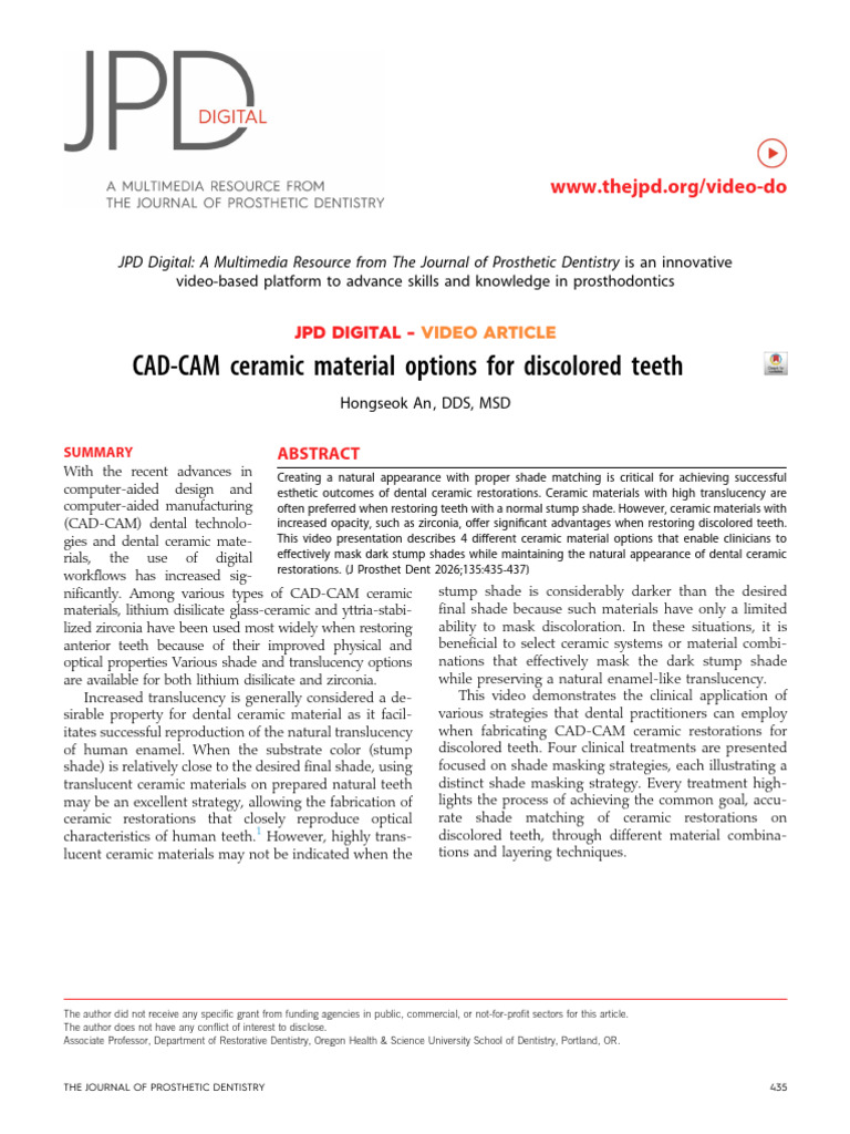 CAD-CAM Ceramic Material | PDF | Dentistry Branches | Materials
