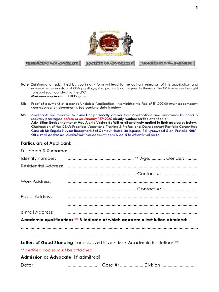 2025 Pupillage Application Form RW | PDF | Advocate | Justice