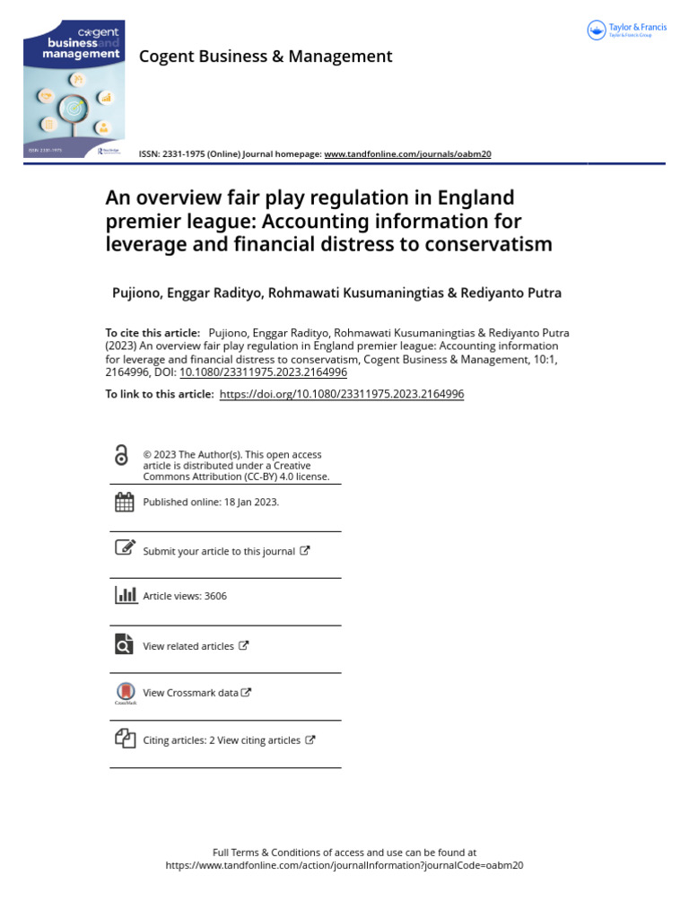 An Overview Fair Play Regulation in England Premier League Accounting ...