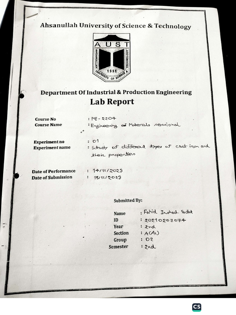 ME - 2204 (EM) Lab Report | PDF