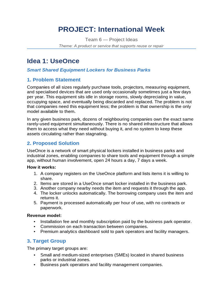 Project Ideas Sara | PDF | Sustainability | Waste