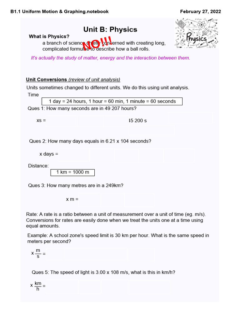 Unit B - Physics Class Notes | PDF | Force | Velocity