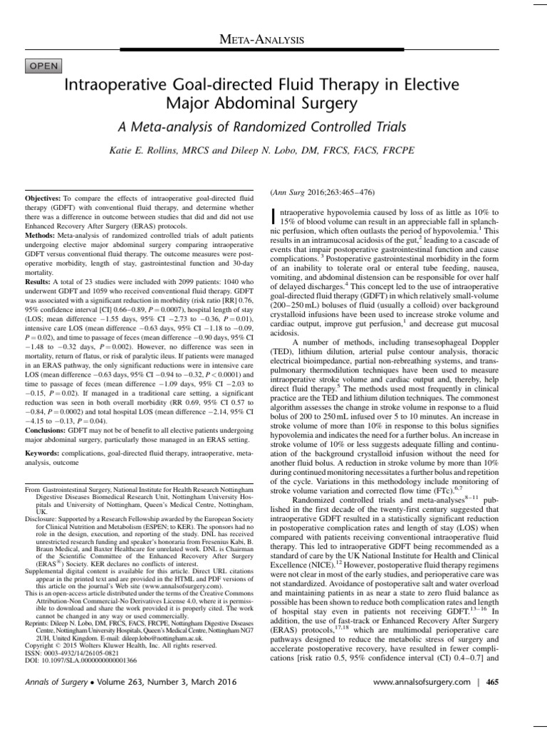 Intraoperative Goal Directed Fluid Therapy In.9 | PDF | Intravenous ...