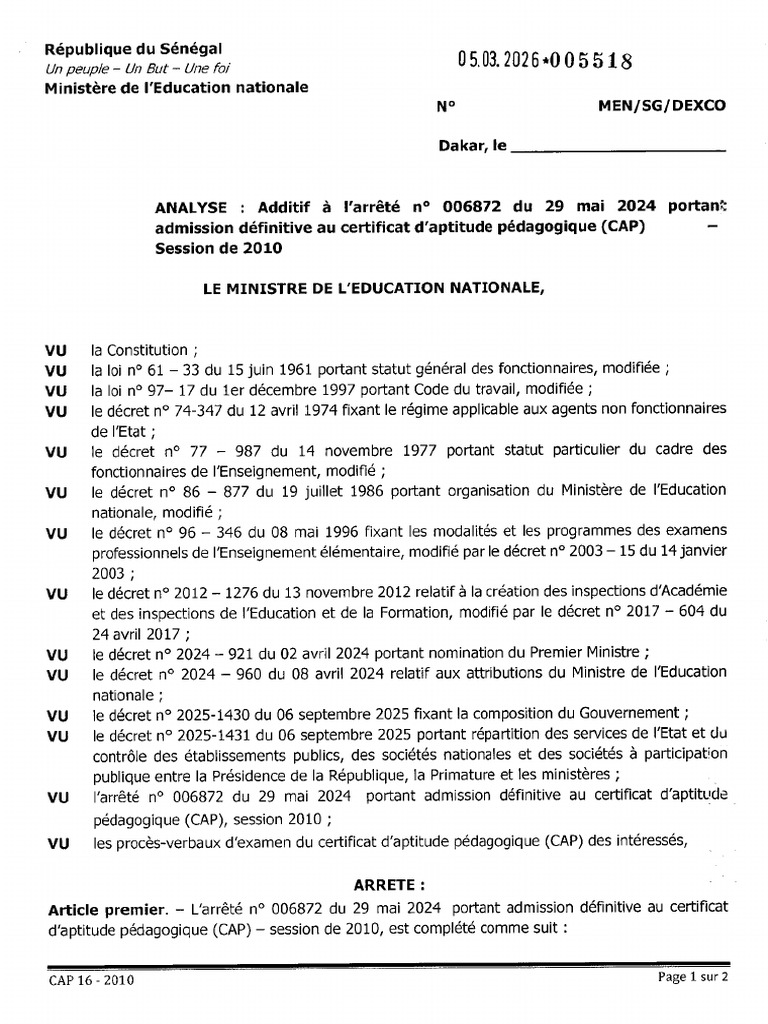 Arrete Cap16 2010 | PDF