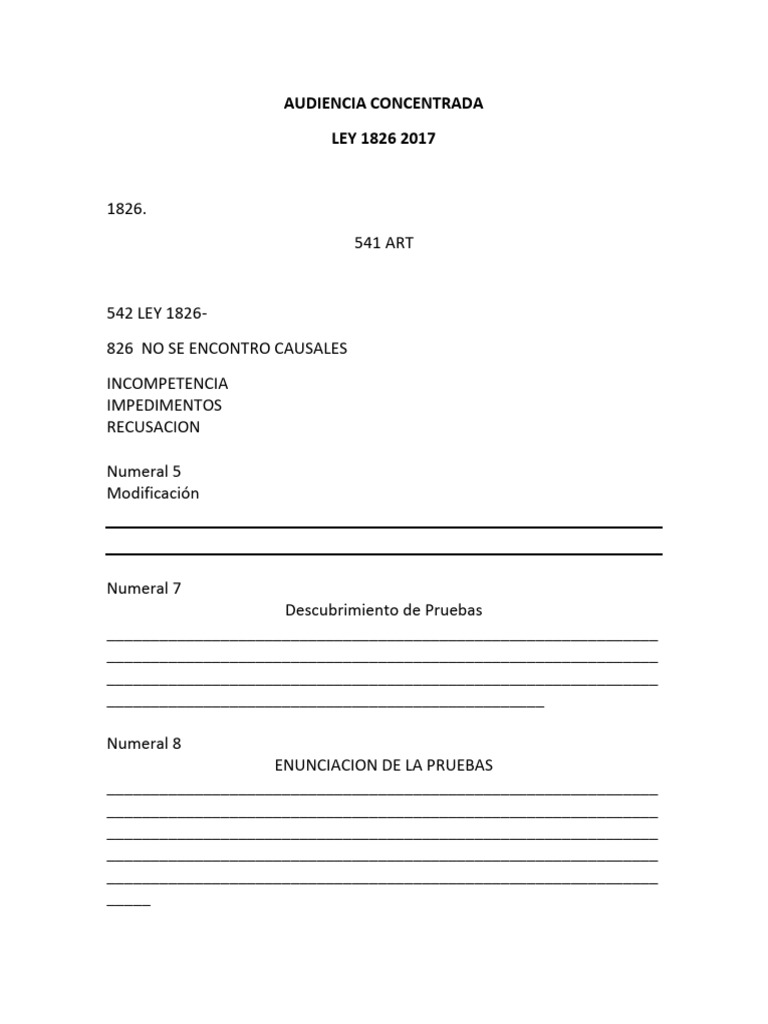 Minuta Audiencia Concentrada 1826 | PDF
