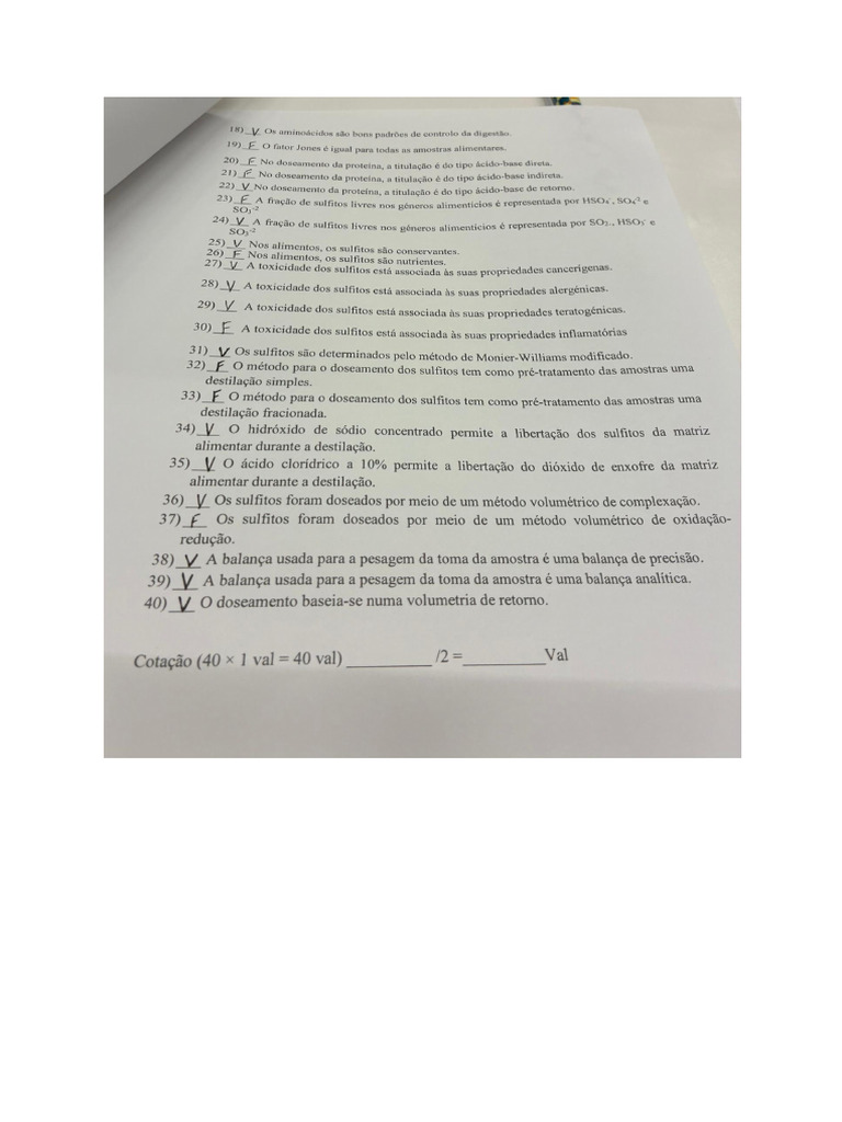 Teste Lab Aula Sulfitos e Proteina | PDF