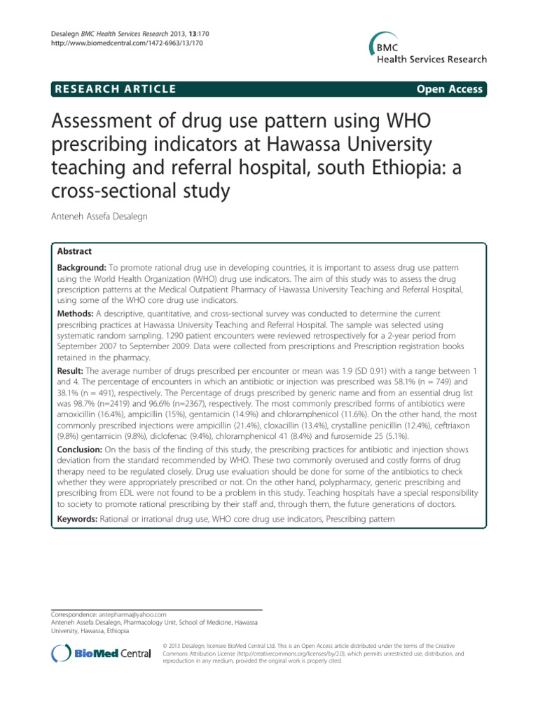 Assessment of Drug Use Pattern Using WHO | PDF | Medical Prescription ...