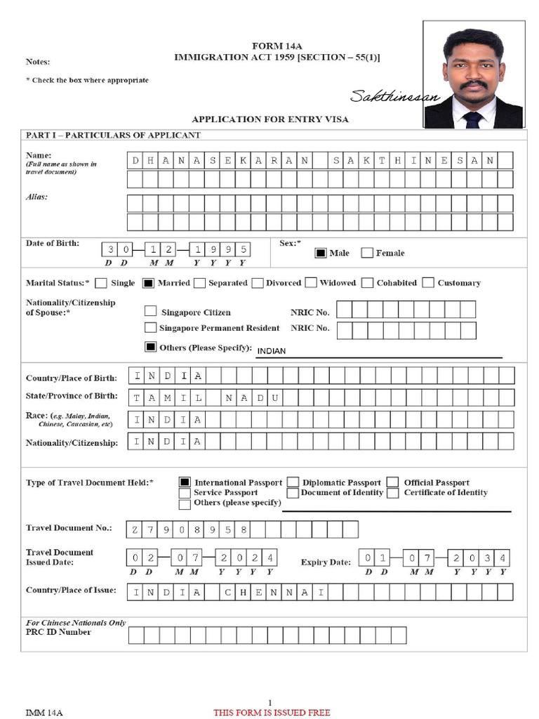 Sample Form 14 A Singapore CHENNAI | PDF