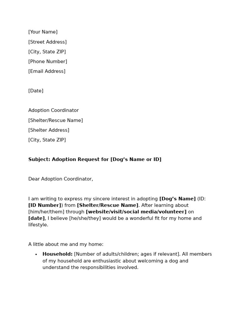 Sample Letter Adopt Dog | PDF