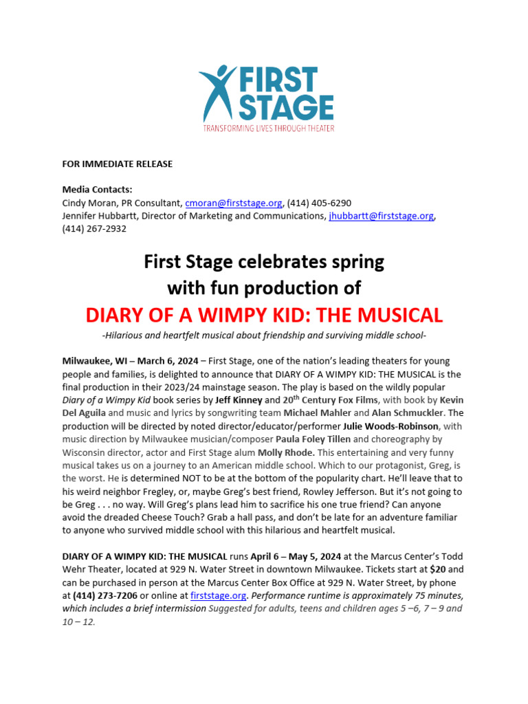 First Stage S Diary of A Wimpy Kid Release Final 3 6 | PDF