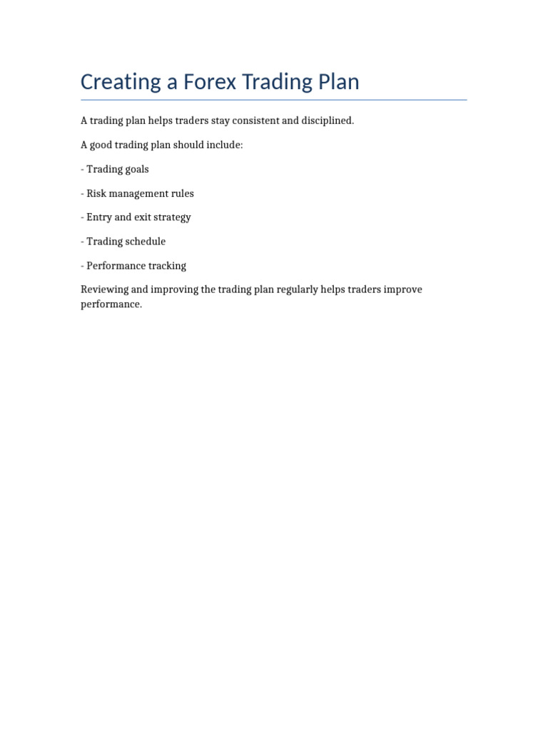 4 Forex Trading Plan | PDF