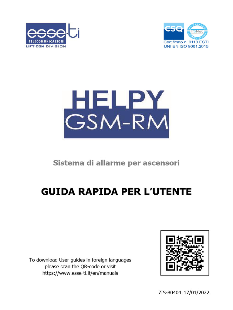 Guida Rapida HelpyGSM-RM IT | PDF
