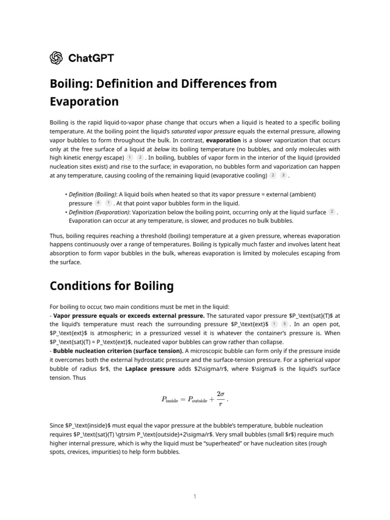Boiling - Definition and Differences From Evaporation | PDF ...