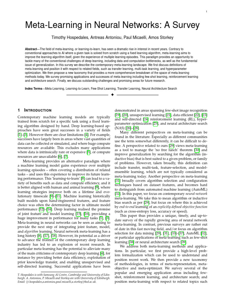 Meta-Learning in Neural Networks | PDF | Machine Learning | Deep Learning