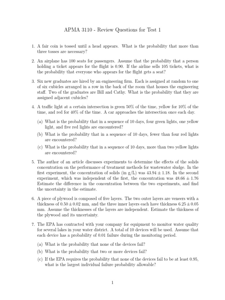More Practice Problems Test 1 | PDF | Standard Deviation | Uncertainty