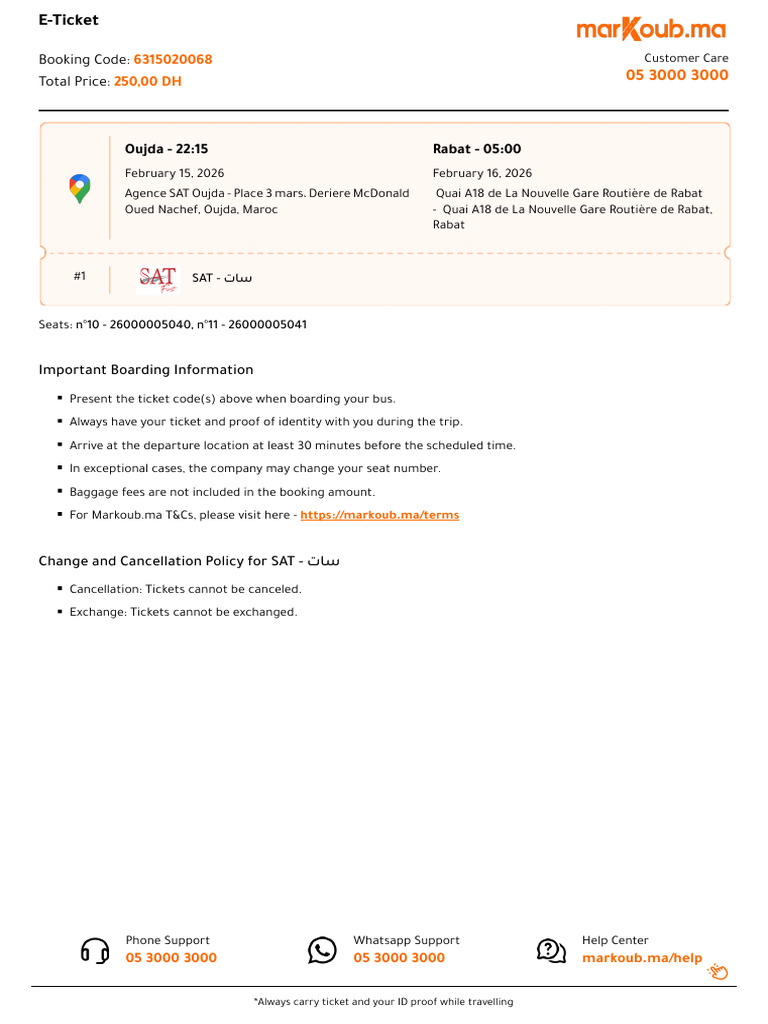 Markoub 6315020068 Eticket | PDF