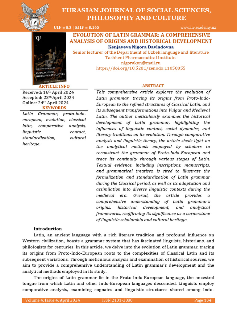 Evolution of Latin Grammar A Comprehensive Analysis of Origins and ...