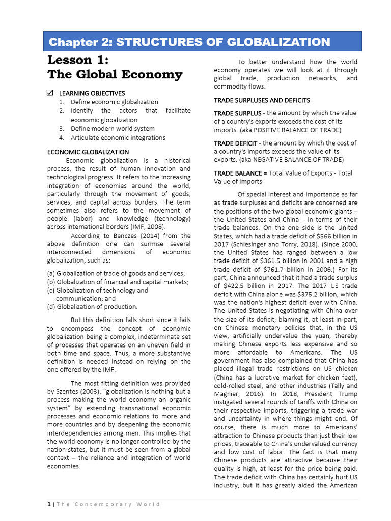The Contemporary World CHAPTER 2 | PDF | International Monetary Fund ...