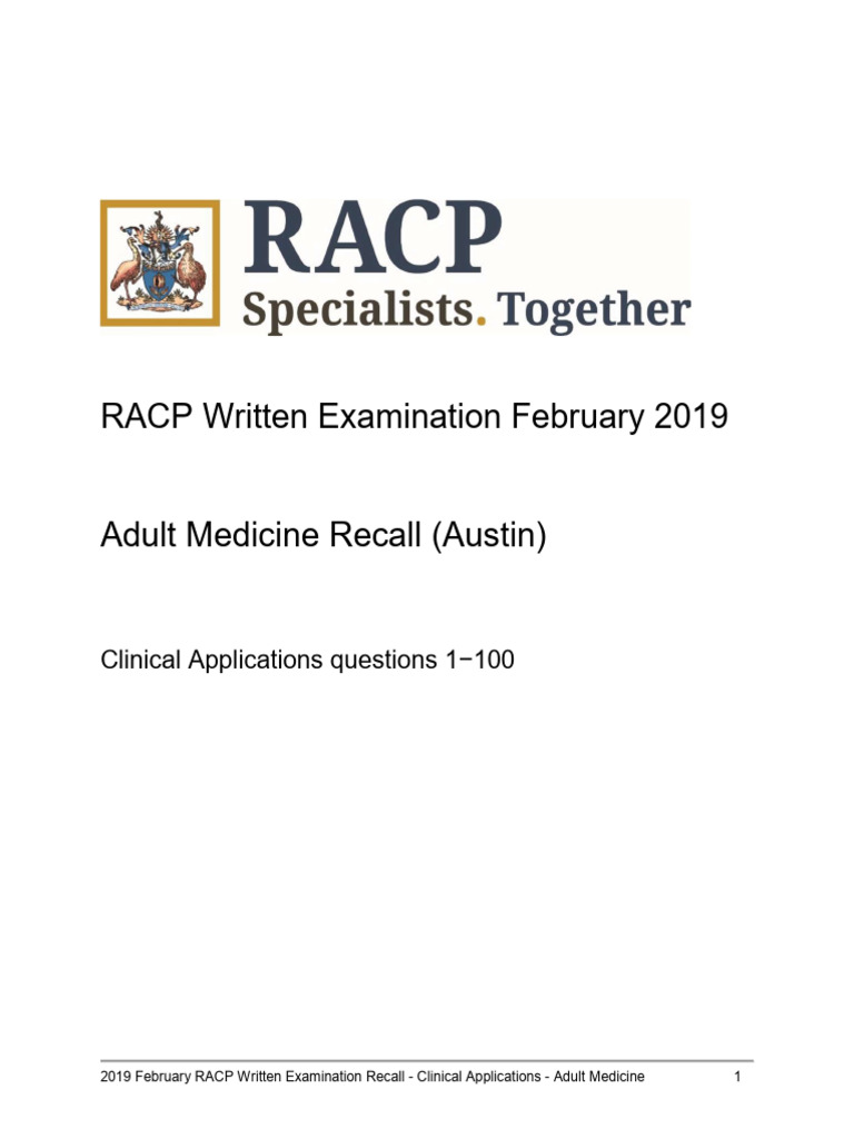 2019 RACP Clinical Applications | PDF | Tuberculosis | Diseases And ...
