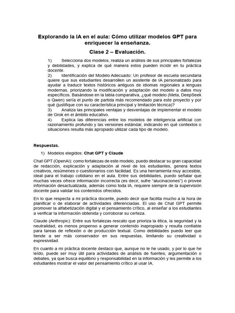 Explorando La IA en El Aula. Actividad #2 | PDF | Inteligencia ...